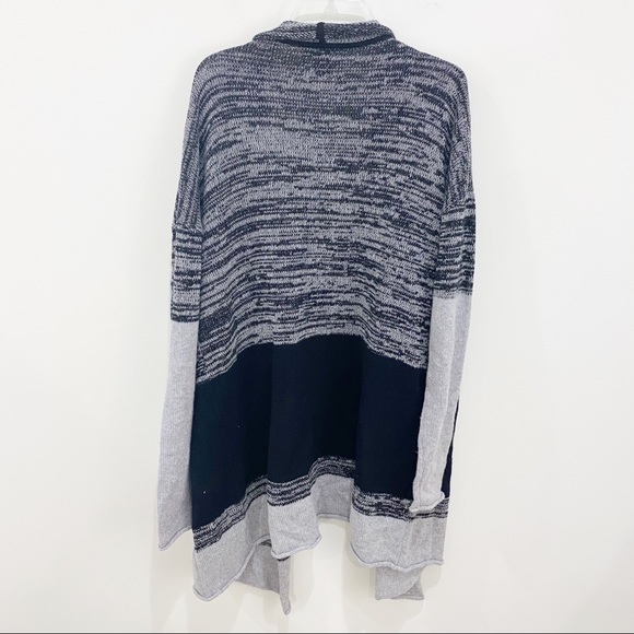 100% Cashmere Super Soft Black/Gray Open Shawl Long Cardigan Sweater Size Medium - Picture 3 of 6